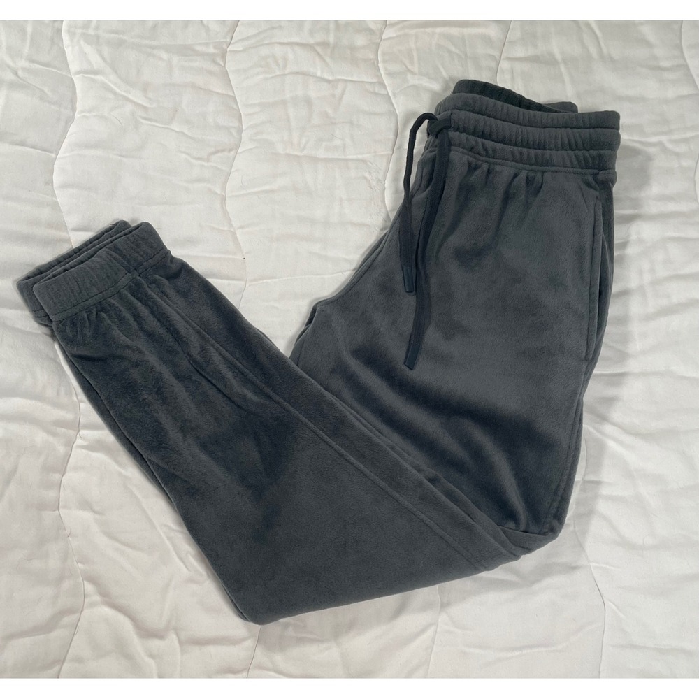 Mono B Womens Plush Fleece Joggers Charcoal Gray Lounge Pants KP-A1079 Small